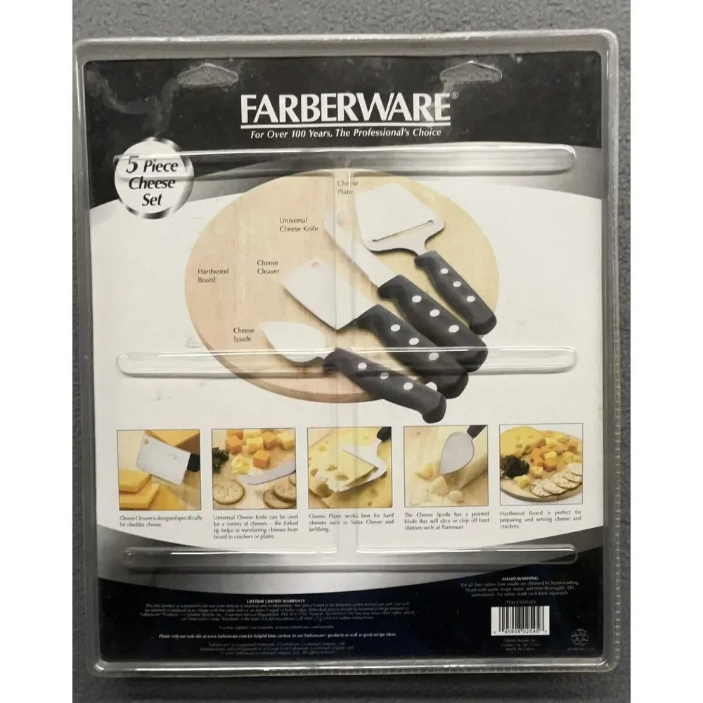 Farberware 5 Piece‎ Cheese Set Cutting Board Knife Appetizer Dinner Party